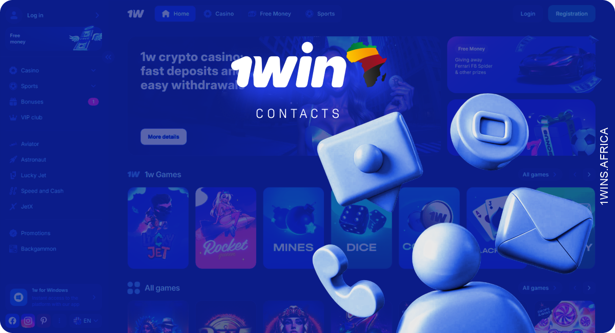 Contact 1Win Africa customer support using one of the available communication channels